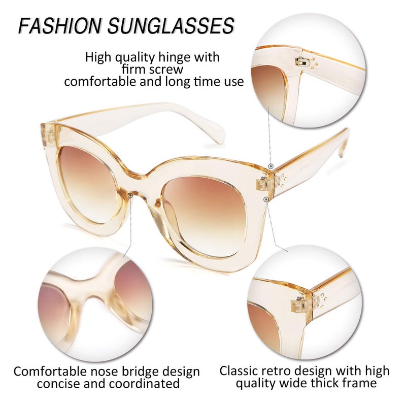 FEISEDY Retro Oversized Square Horn Sunglasses Semi Cat Eye Butterfly Glass Big Thick Bold Frame B2572 - Image 5